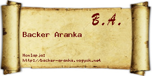 Backer Aranka névjegykártya