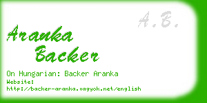 aranka backer business card